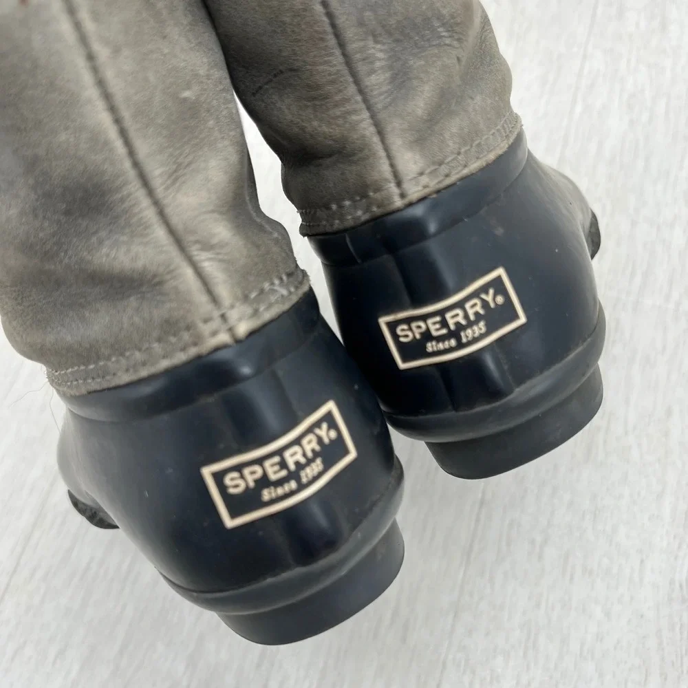 Sperry Women's Duck Boots Ankle Zip Waterproof Grey Suede Rubber Size 7‎